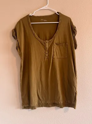 aerie Olive Short Sleeve Henley with Pocket thumbnail 1