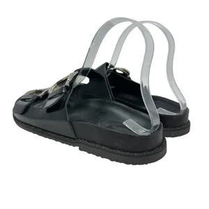 Zara Slide Sandals Buckles‎ Double Strap Faux Leather Black Size 41 US 10 thumbnail 10