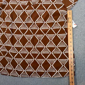 Old Navy Women's Large Brown White Geometric Pattern Short Sleeve Blouse Top thumbnail 7