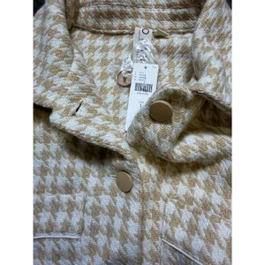 Anthropologie Dolan Cropped Cream & Tan Houndstooth Jacket NEW thumbnail 5