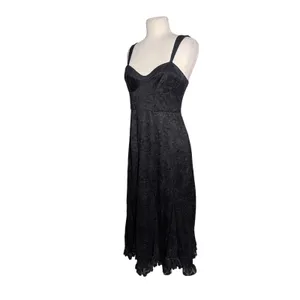 ANTHROPOLOGIE HUTCH Women’s Black Mace Corset Style Flouncy Midi Dress thumbnail 5