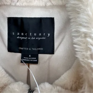 Sanctuary Sami Faux Fur Cream Cropped Full Zip Up Jacket thumbnail 6