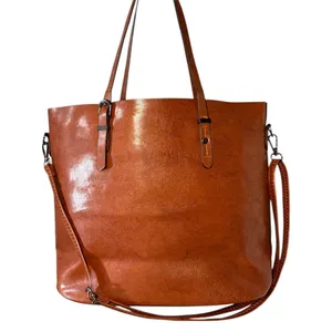 Brown Pleather Tote Bag thumbnail 1