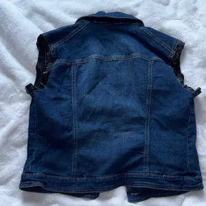 Cato Denim Vest Faux Leather Trim Size M Button Front thumbnail 10