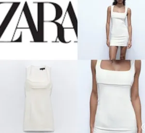 Zara Nwt White Squared Neck Mini Dress Size Xxl thumbnail 7