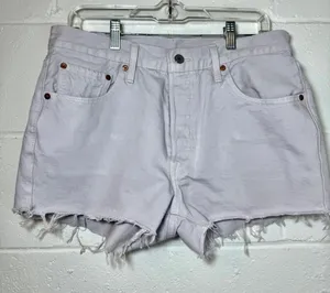 Levis 501 Button Fly Lavender Jean Cutoff Shorts thumbnail 1
