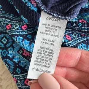 Aerie Navy Blue Patterned One-Piece Swimsuit - Size S thumbnail 4