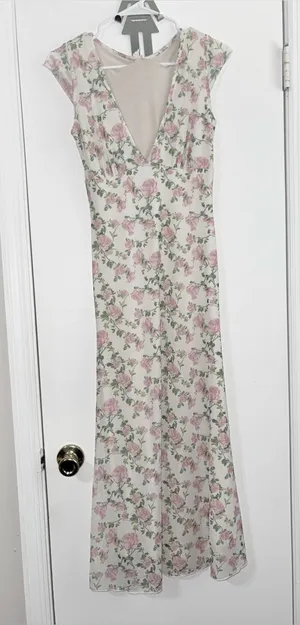 See You Monday Floral Maxi Dress White and pink medium thumbnail 1