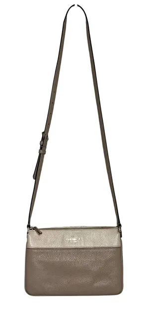 Kate Spade Leila Two-Tone Crossbody Bag Purse Small Leather Beige Taupe Neutral thumbnail 1