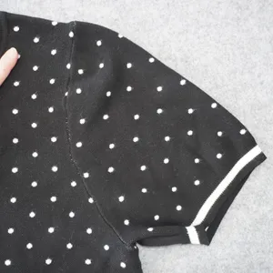 Adrianna Papell Womens XL Black White Polka Dot Short Sleeve Knit Sweater Top thumbnail 4