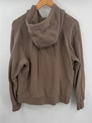 Athleta retro plush revive hoodie tan brown women’s L loungewear comfort thumbnail 7