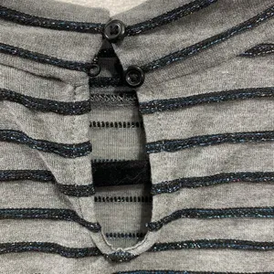Wild Fable Crop Top Womens Large Gray‎ Metallic Striped Mock Neck Long Sleeve L thumbnail 4