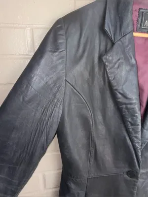 Adler Collection Lambskin Black Leather Blazer Coat Size L thumbnail 3