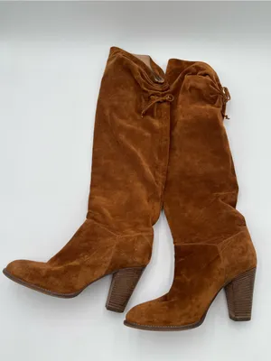 Anthropologie Miss Albright Fulton Knee High Boots Size 7.5 Brown Suede Pull On thumbnail 3