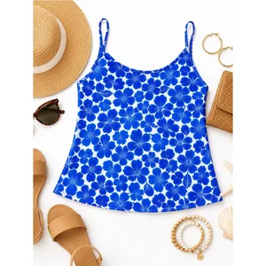 L.L.Bean Blue White Floral Tankini Swim Top Women’s Size 10 Coastal Resort Swim thumbnail 14