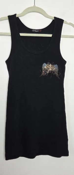 Angel Tank Top Ringer Black Gothic Whimsigoth Affliction Punk Biker Rocknroll M thumbnail 1