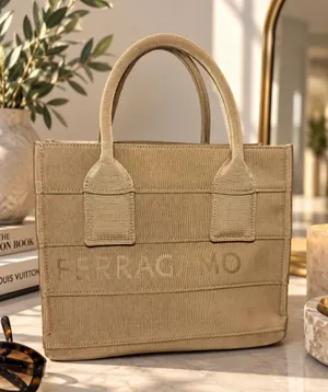 Ferragamo Beige Grosgrain Logo Mini Tote Handbag Italy thumbnail 1