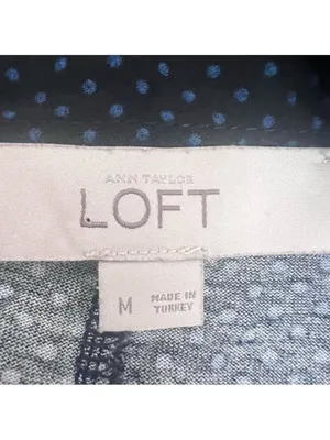Ann Taylor LOFT Black Blue Polka Dot 3/4 Sleeves Blouse Pullover Sz M Career thumbnail 7
