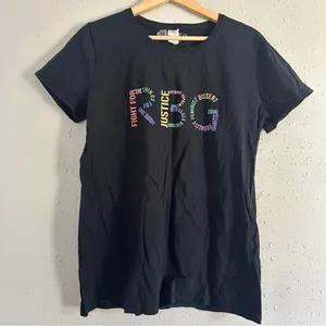 🦋 Fruit of the Loom Blue Graphic Tee RBG Ruth Bader Ginsburg Feminist Girl Power thumbnail 1