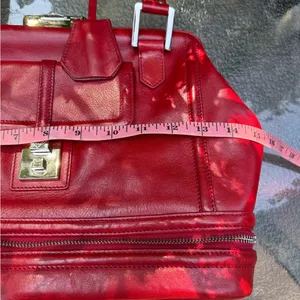 Eileen West Lipstick Red Leather Shoulder Hand Bag And Change Purse thumbnail 8
