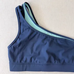 Fourlaps Sports Bra Womens Medium Navy Blue One Shoulder Double Strap Activewear thumbnail 6