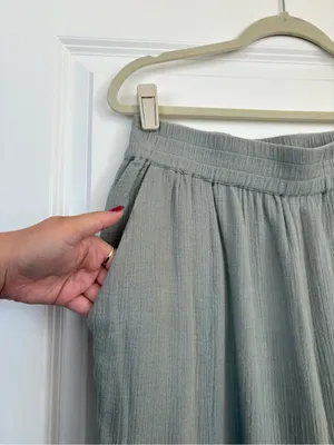 Apiece Apart Organic Cotton Gauze Sage Green Harem Pants Size Medium thumbnail 6