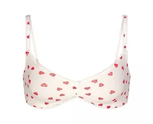 Skims Fits Everybody Picot Skimpy Scoop Bralette Ruby Heart Print Size XXS thumbnail 1