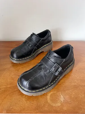 Dr Martens • vintage 12282 platform shoes black leather monk strap chunky thumbnail 2