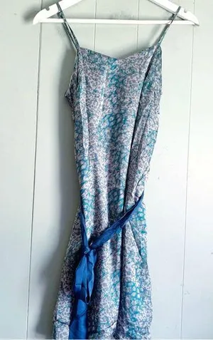 NAKED ZEBRA Satin Tea Mini 90s Slip Dress Animal Print M thumbnail 1