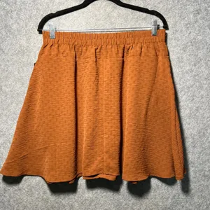 Soho Rust Orange Terracotta Textured‎ Mini Skirt Elastic Waist Pockets M Flowy thumbnail 7