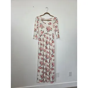 Chris & Carol Floral Maxi Dress Soft Knit Pockets Modest Teacher Cottagecore S thumbnail 10