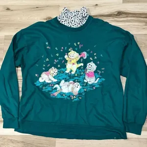 Land N’ Sea Vintage Cat Autumn Crewneck Sweater Women’s Medium thumbnail 1
