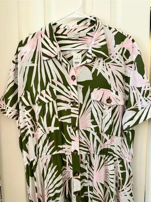 LOFT NWT pink and green palm dress xl thumbnail 3