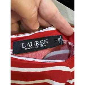 Lauren‎ Ralph Lauren Red Striped Drop Waist Dress Size 2 Nautical Square Neck thumbnail 5