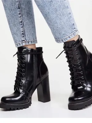Jeffrey Campbell Legion Black Lace-Up Chunky Heel Ankle Boots - Women thumbnail 3