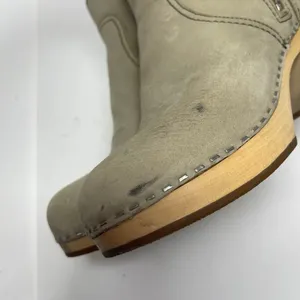 Toffel Swedish Hasbeens Zip It Emy Clog Boots in grey suede 37 thumbnail 3