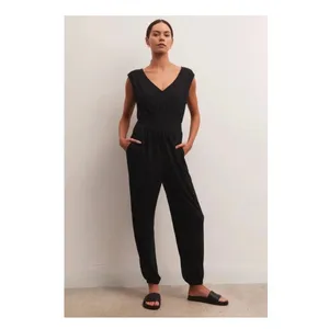 Z Supply Jumpsuit Women's Large NWT Indy Knit Black Textured Comfy Soft Casual thumbnail 2