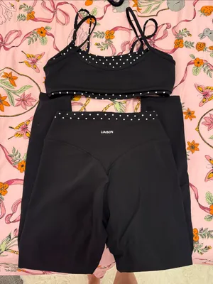 Liaison the Label Black Polka Dot Workout Set Size M thumbnail 2