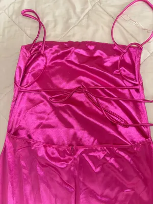 Bright pink mini dress with rhinestones Size L thumbnail 3