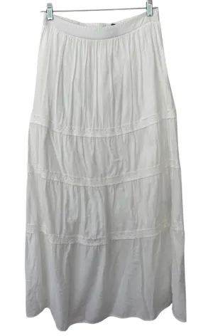 Bobeau White Lace Flowy Cottagecore Festival Western Country Maxi Skirt Large thumbnail 1