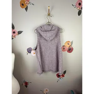 Free People Knit Pink & Purple Striped Sleeveless Knit Hoodie - Size - Small thumbnail 4