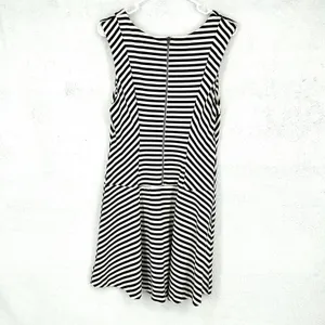 Free People Striped Fit Flare Dress Womens Size L Black White Mini Knit Zip Back thumbnail 4
