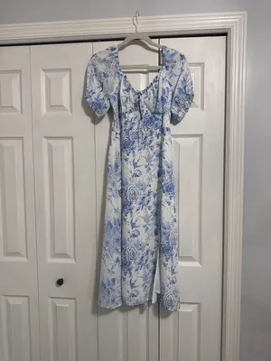 NWT Baltic Born Blue and White Floral Midi Dress thumbnail 4