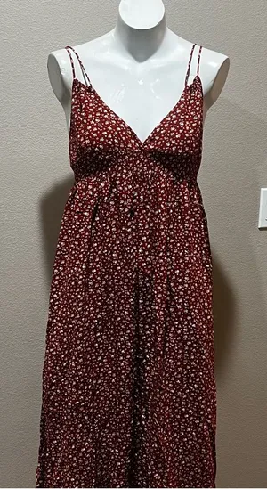 Blush and J orange floral spaghetti strap dress thumbnail 1