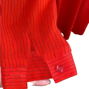 Vintage 70s 80s Cabaret Paris Red black Pin Striped Secretary dress valentines thumbnail 7