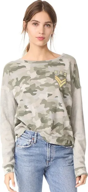 Rails Kelli Camo Sweatshirt Military Patch Detail‎ Size XS Camouflage #A6-2 thumbnail 1