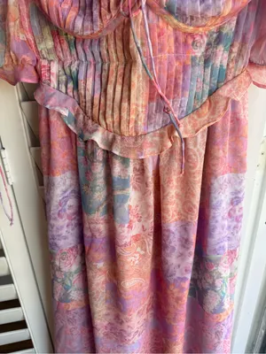 For Love & Lemons Pastel Patchwork Midi Dress - Pink, Lavender, Peach thumbnail 4