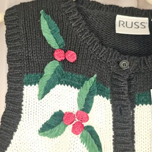 NWT Vintage Russ Womens Christmas Holly Sweater Vest‎ Medium 8 10 NOS thumbnail 3