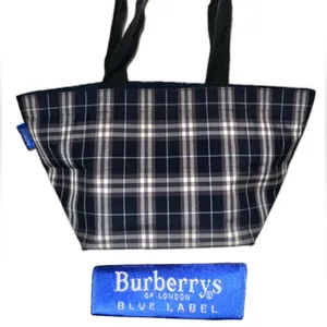 Burberry Authentic Vintage Blue Label Navy Nova Check Canvas Tote thumbnail 1