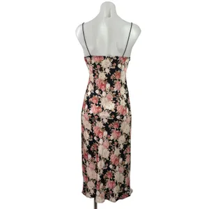 Hello Molly Black Pink Floral Sleeveless Cami Camisole Maxi Summer Dress Size 4 thumbnail 3
